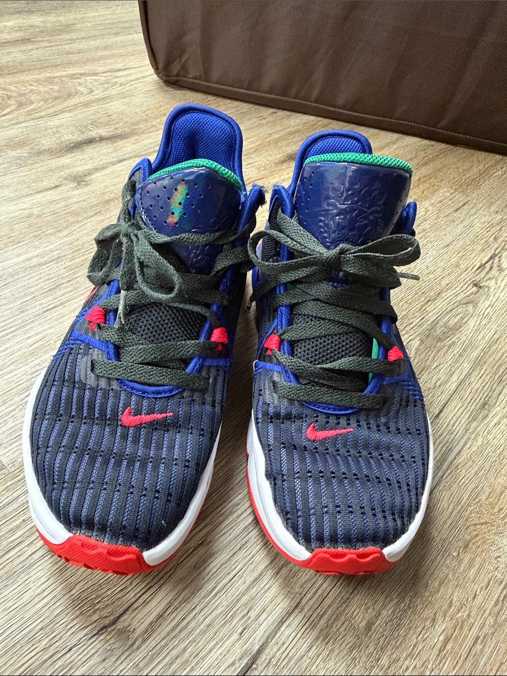 Nike Kids Navy and Red Sneakers with Green Trim
